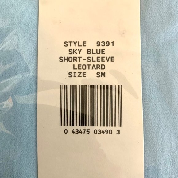 Danskin Childs Leotard Sky Blue Short Sleeve Scoop Neck Small Large Dance - Picture 5 of 11